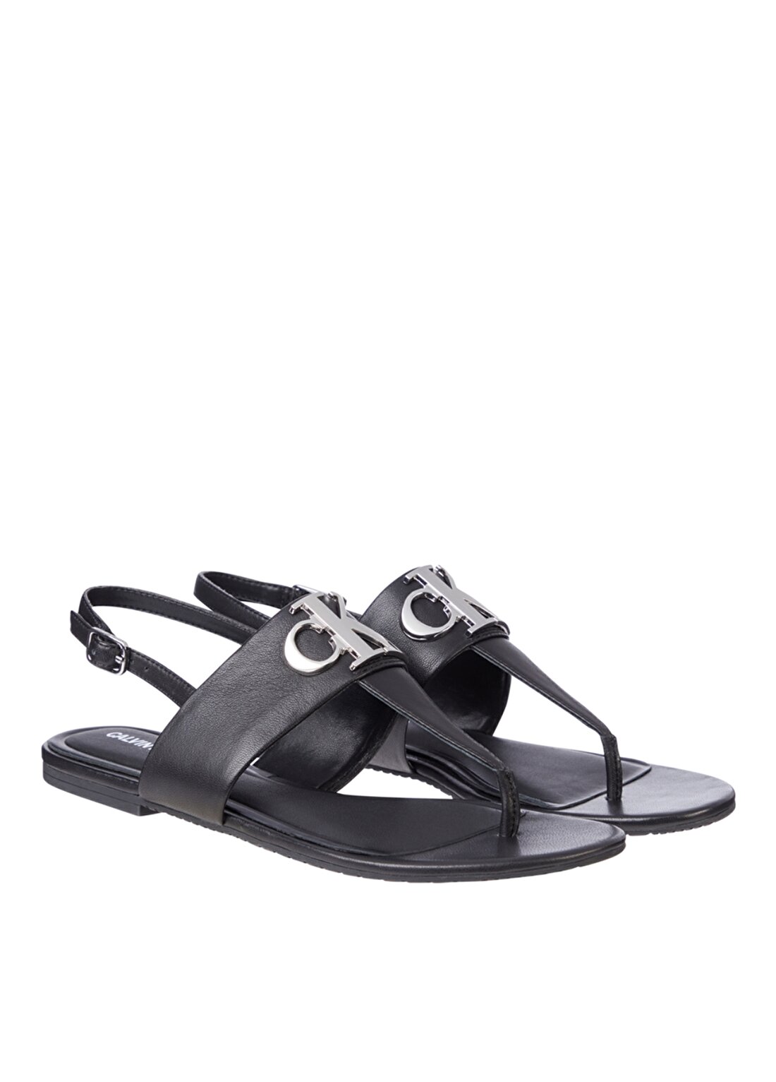 Calvin Klein YW0YW00145BDS Baskılı Siyah Kadın Parmak Arası Sandalet