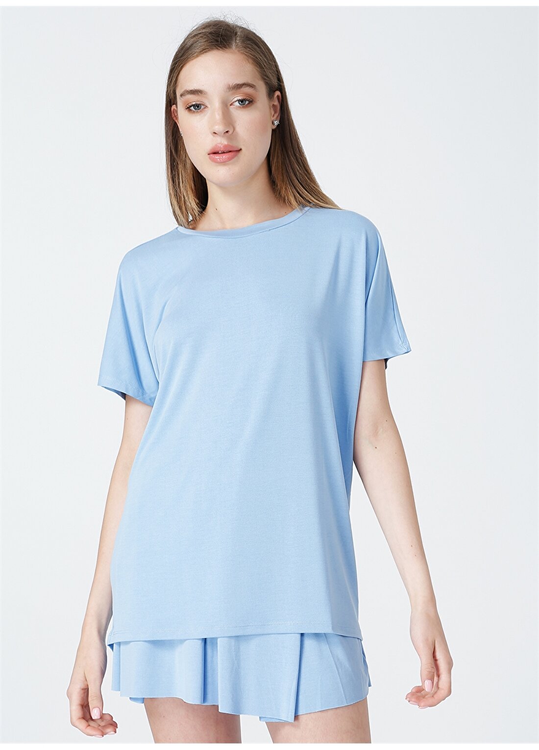 Aeropostale Y-Longue Kısa Kollu Mavi Kadın T-Shirt