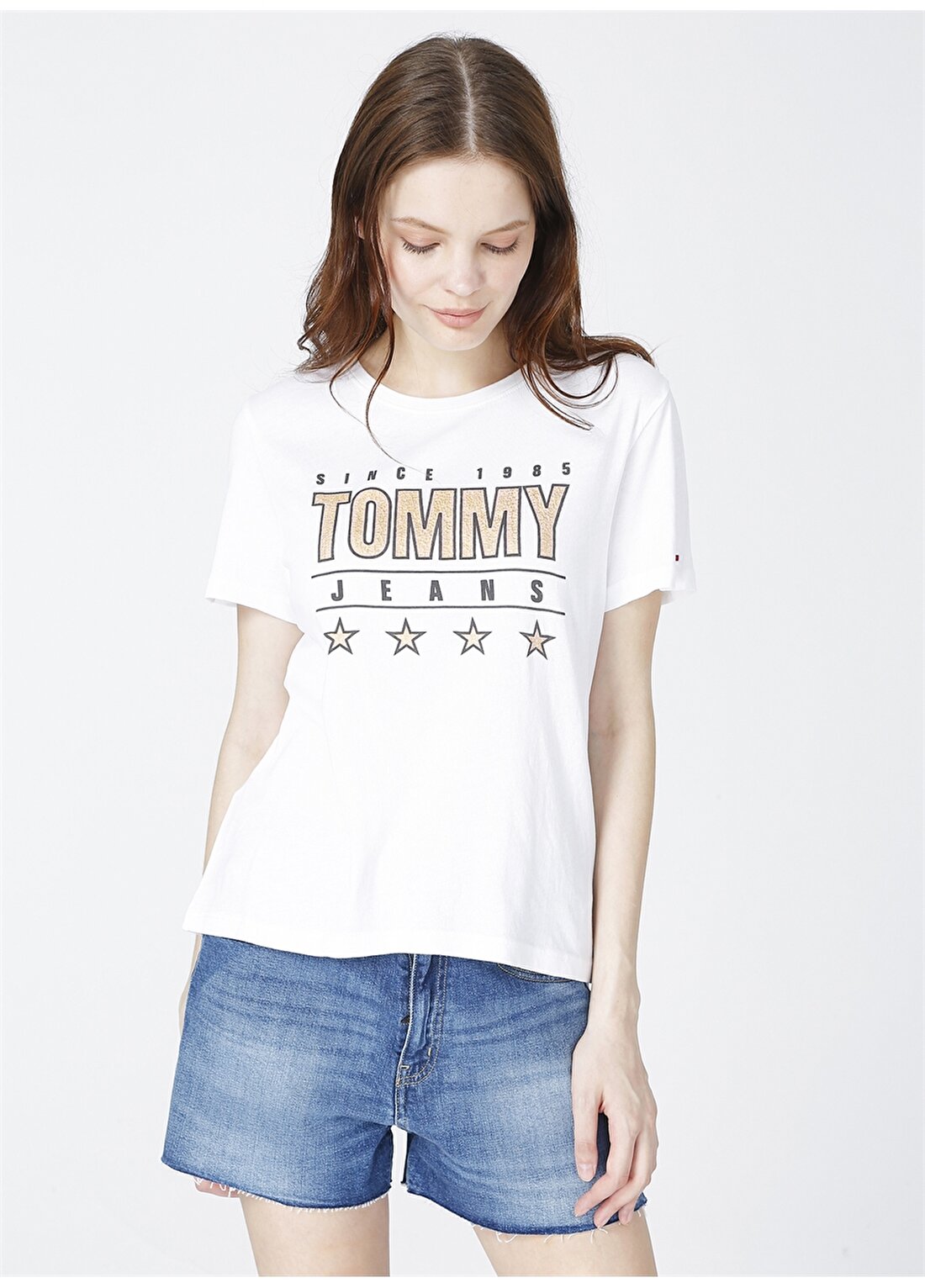 Tommy Jeans Slim Fit Beyaz Kadın T-Shirt