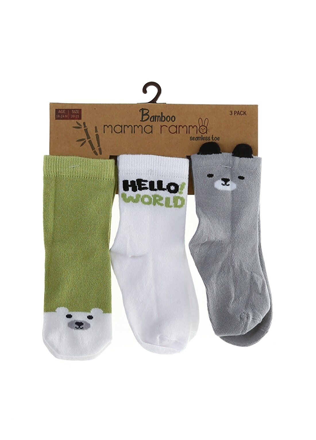 Mammaramma 3''Lü Çok Renkli Uzun Bebek Çorap