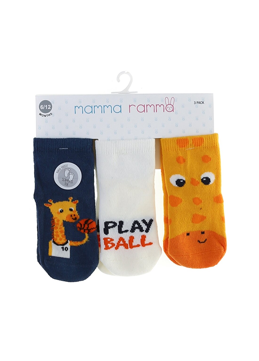 Mammaramma 3''Lü Çok Renkli Zürafa Desenli Uzun Erkek Bebek Çorap