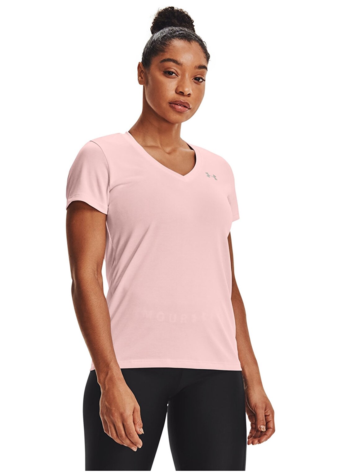 Under Armour 1258568-Tech Ssv - Twist V Yaka Kısa Kollu Loose Fit Düz Somon Kadın T-Shirt