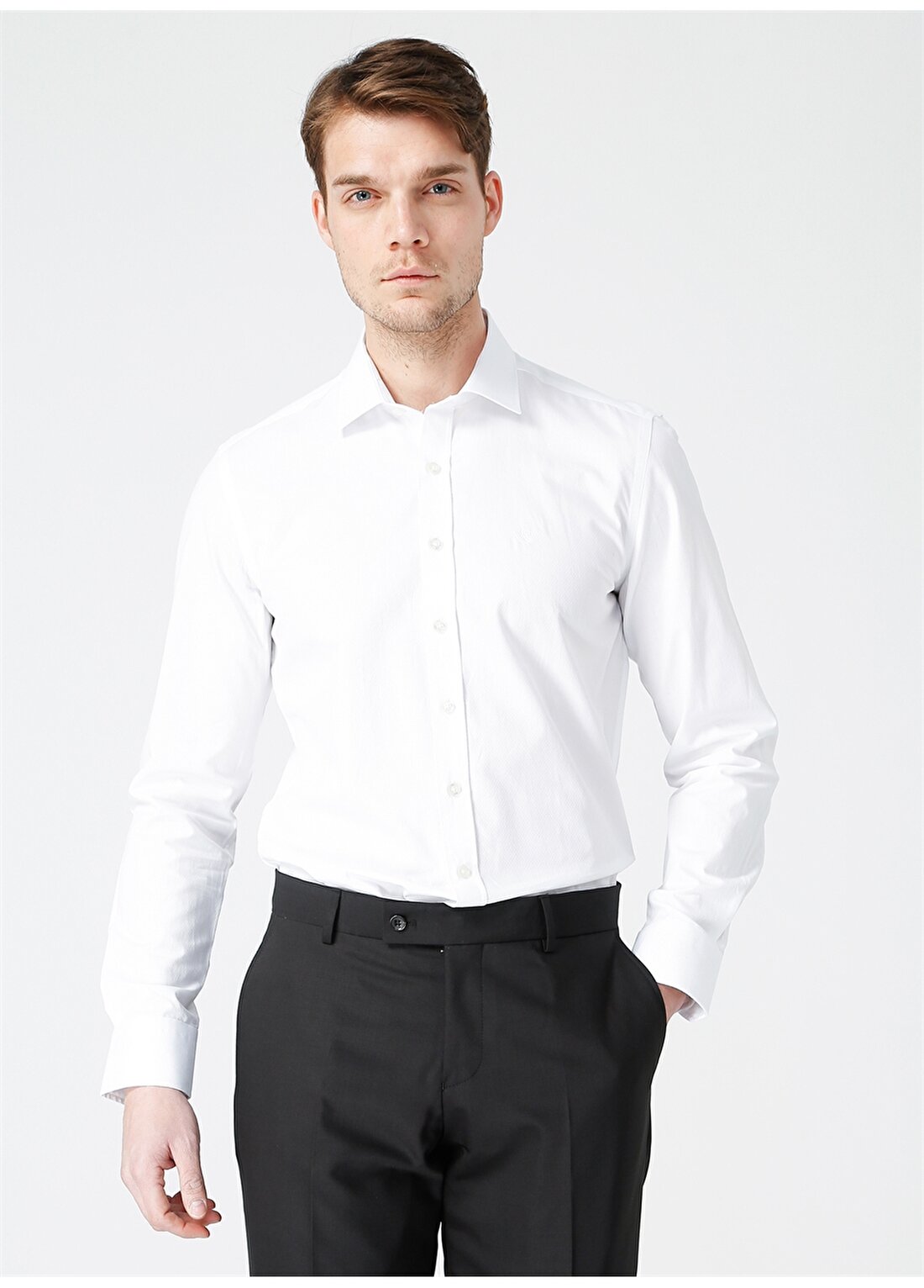 Beymen Business 4B2021200019 Klasik Yaka Slim Fit Beyaz Erkek Gömlek