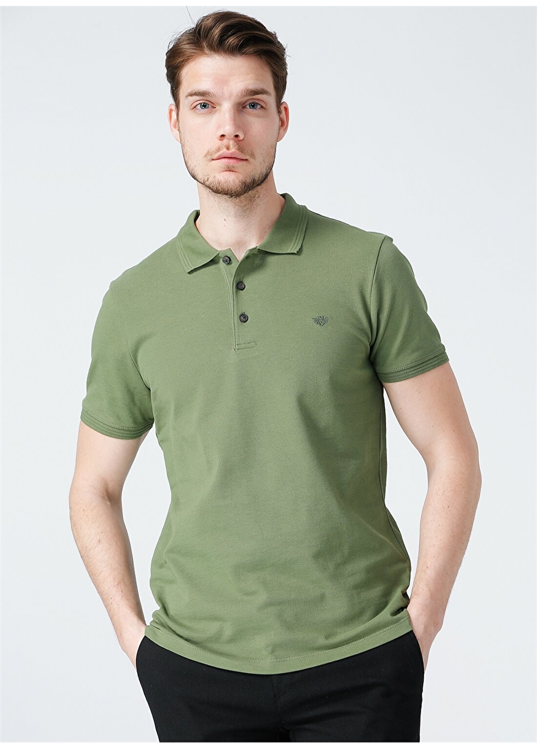Beymen Business 4B4821200001 Düz Slim Fit Polo Yaka Koyu Yeşil Düğmeli Erkek T-Shirt