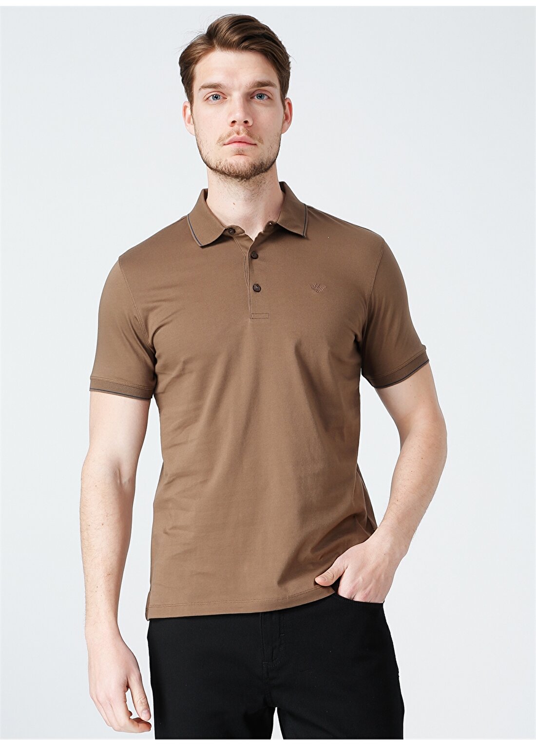 Beymen Business 4B4821200017 Düz Slim Fit Polo Yaka Kahverengi Erkek T-Shirt