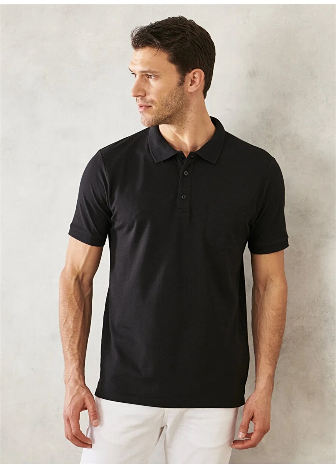 Altınyıldız Classics Polo Yaka Düz Siyah Melanj Erkek Polo T-Shirt 4A4820200004