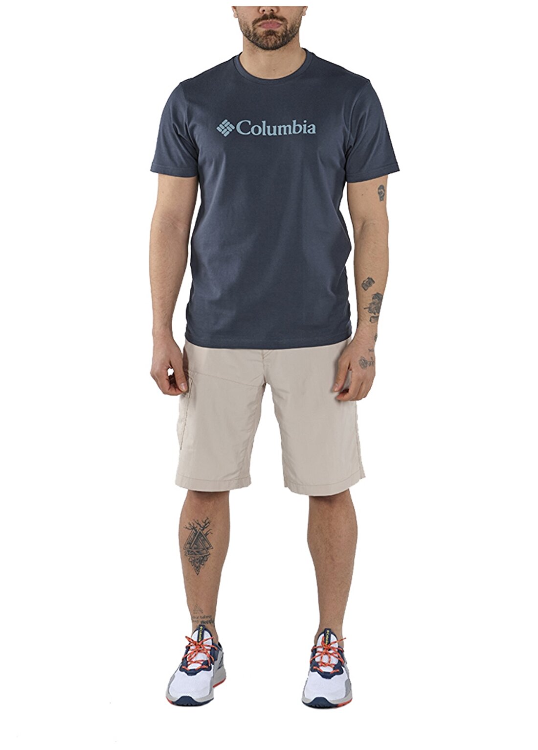 Columbia CS0001 494 Bisiklet Yaka Kısa Kol Baskılı Mavi Erkek T-Shirt