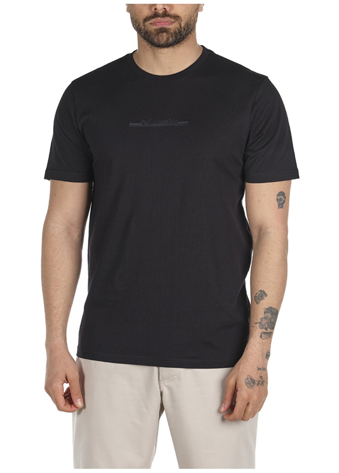 Columbia Siyah Erkek O Yaka Baskılı T-Shirt CS0121 CSC BAR SPLIT GRAPHIC SS TEE