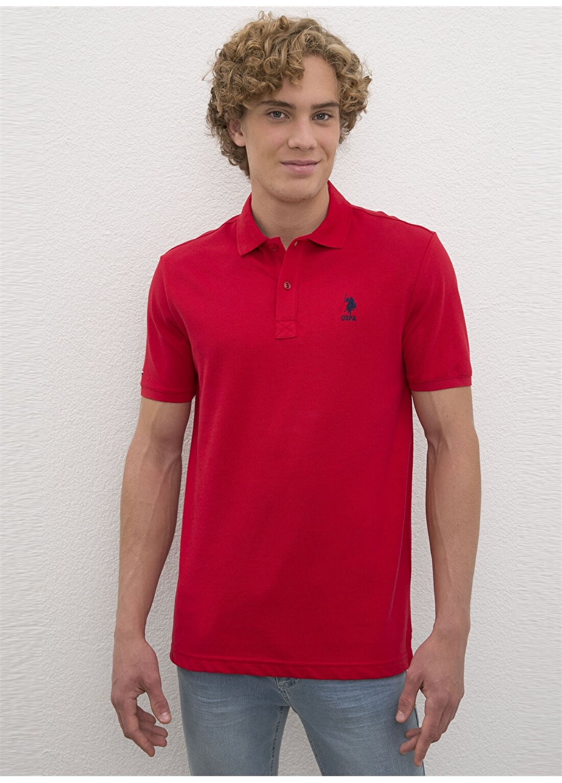 U.S. Polo Assn. Polo Yaka Düz Kırmızı Erkek Polo T-Shirt TP03IY020