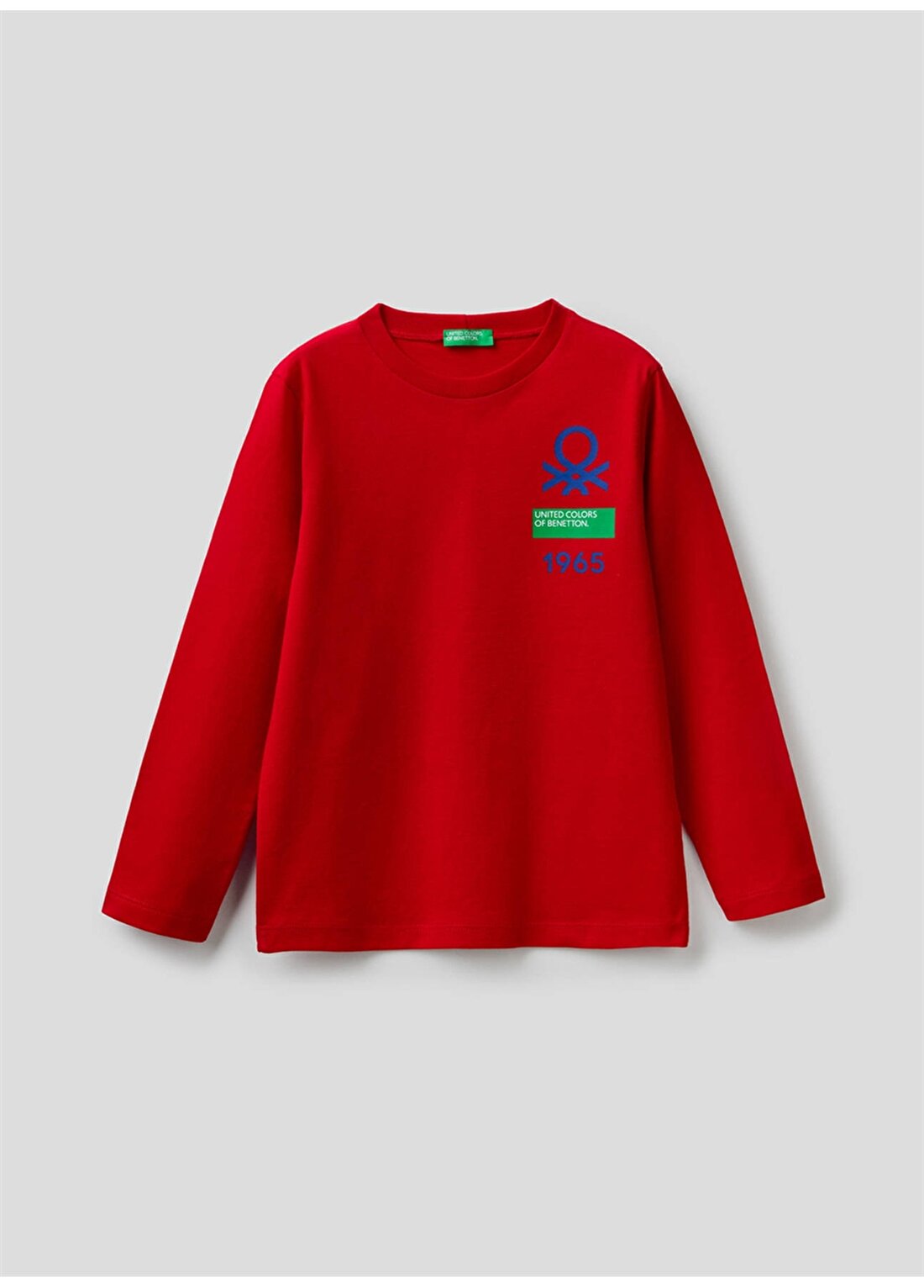 Benetton Bisiklet Yaka Uzun Kollu Baskılı Kırmızı Erkek Çocuk T-Shirt
