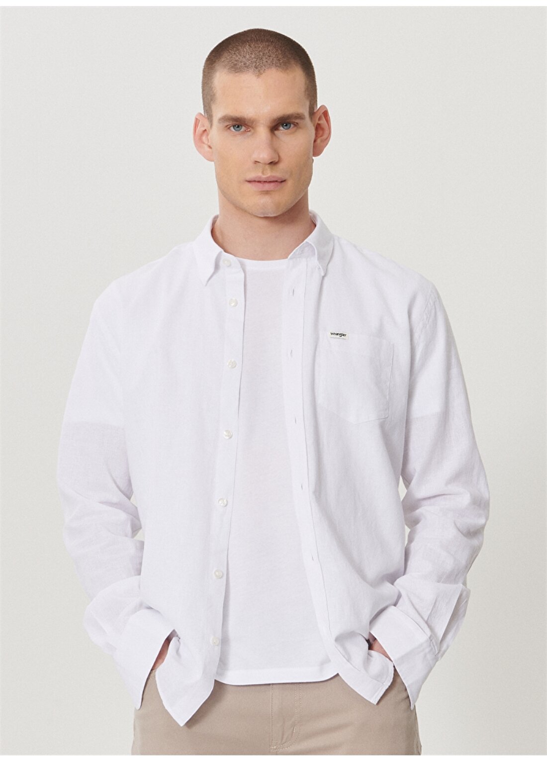 Wrangler Beyaz Erkek Gömlek W211841100_Uzun Kollu Gömlek