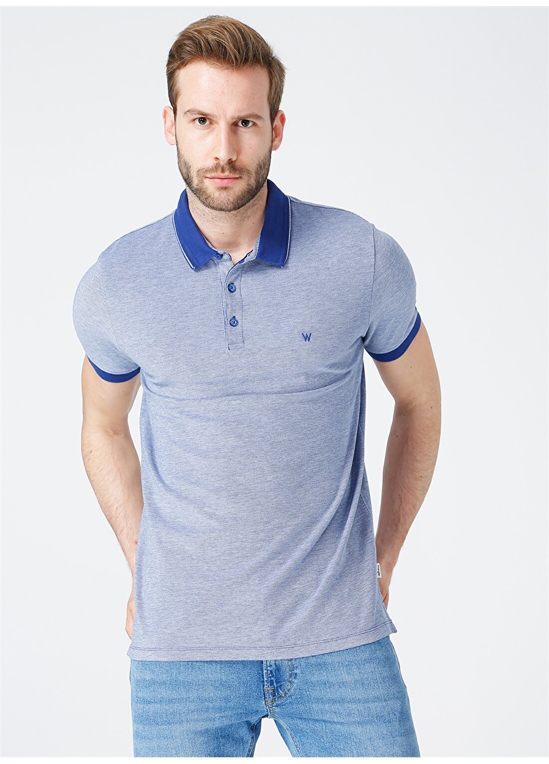 Wrangler Mavi Erkek Polo T-Shirt W7AFKHX1F_Polo T-Shirt