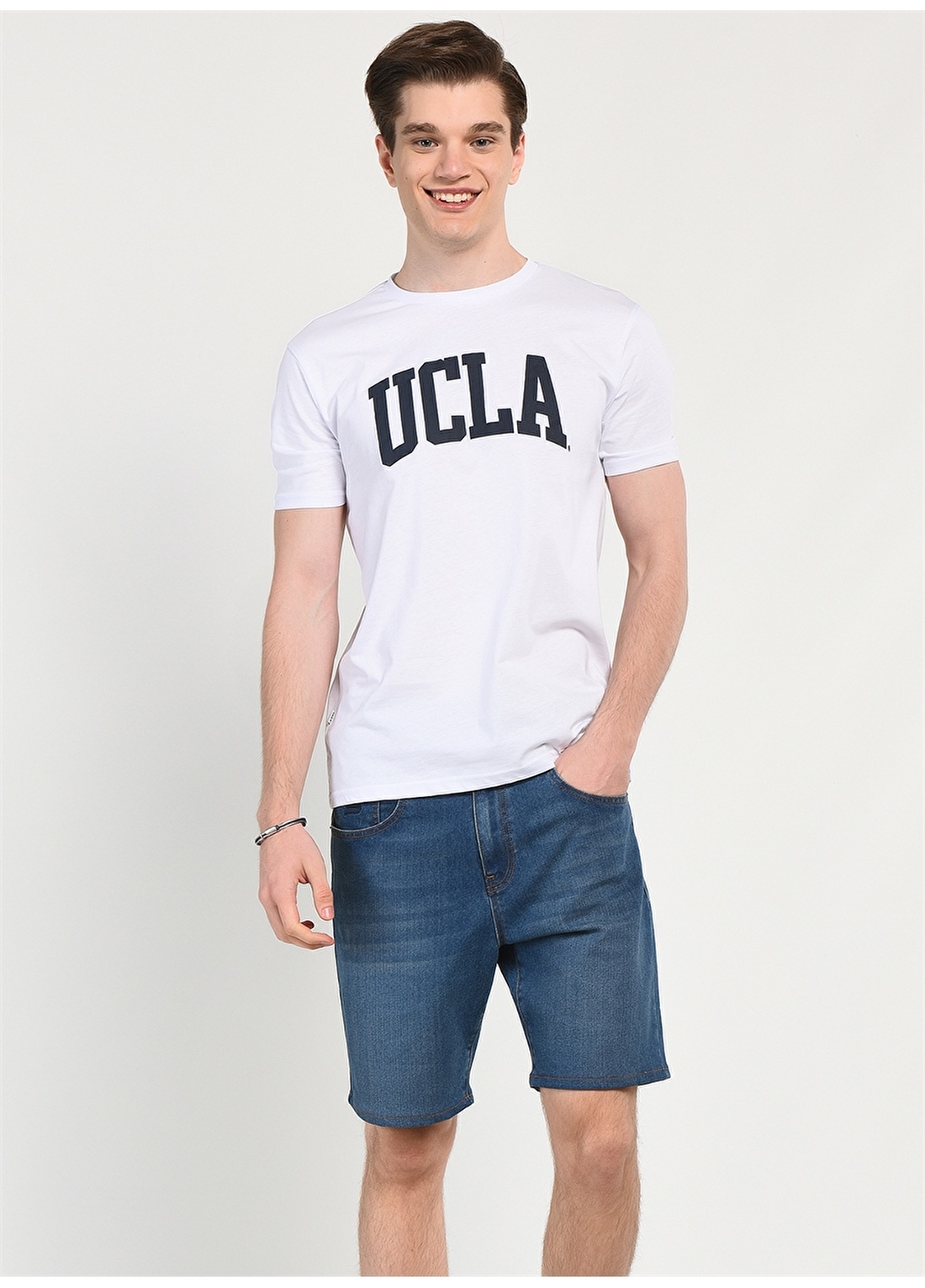 Ucla CULVER Bisiklet Yaka Standart Kalıp Baskılı Beyaz Erkek T-Shirt