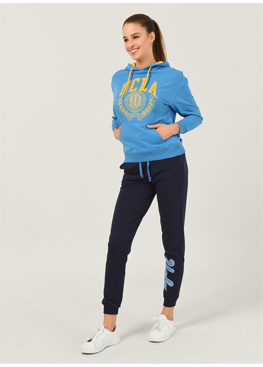 Ucla CAMBRIA Kapüşonlu Rahat Kalıp Baskılı Açık Mavi Kadın Sweatshirt