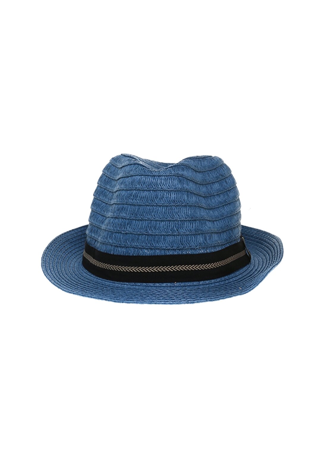 Fonem Şerit Çizgili Mavi Fötr Şapka
