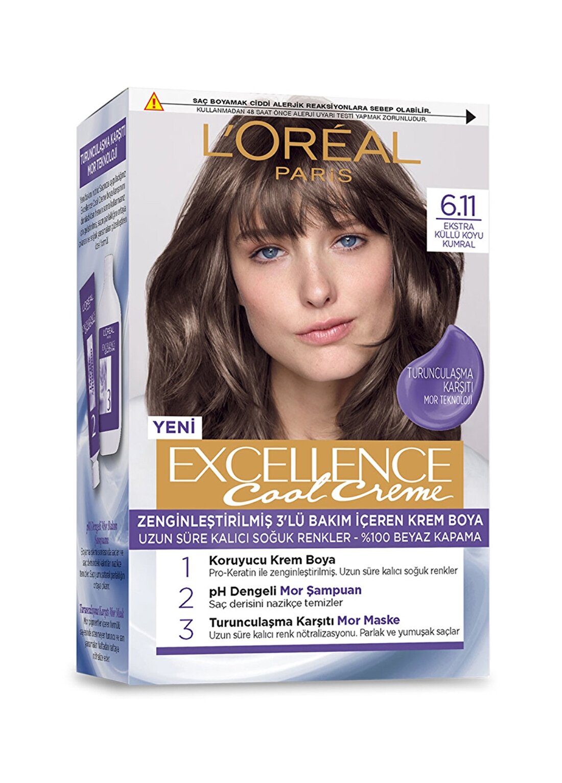 L’Oréal Paris Excellence Cool Creme Saçboyası – 6.11 Ekstra Küllü Koyu Kumral