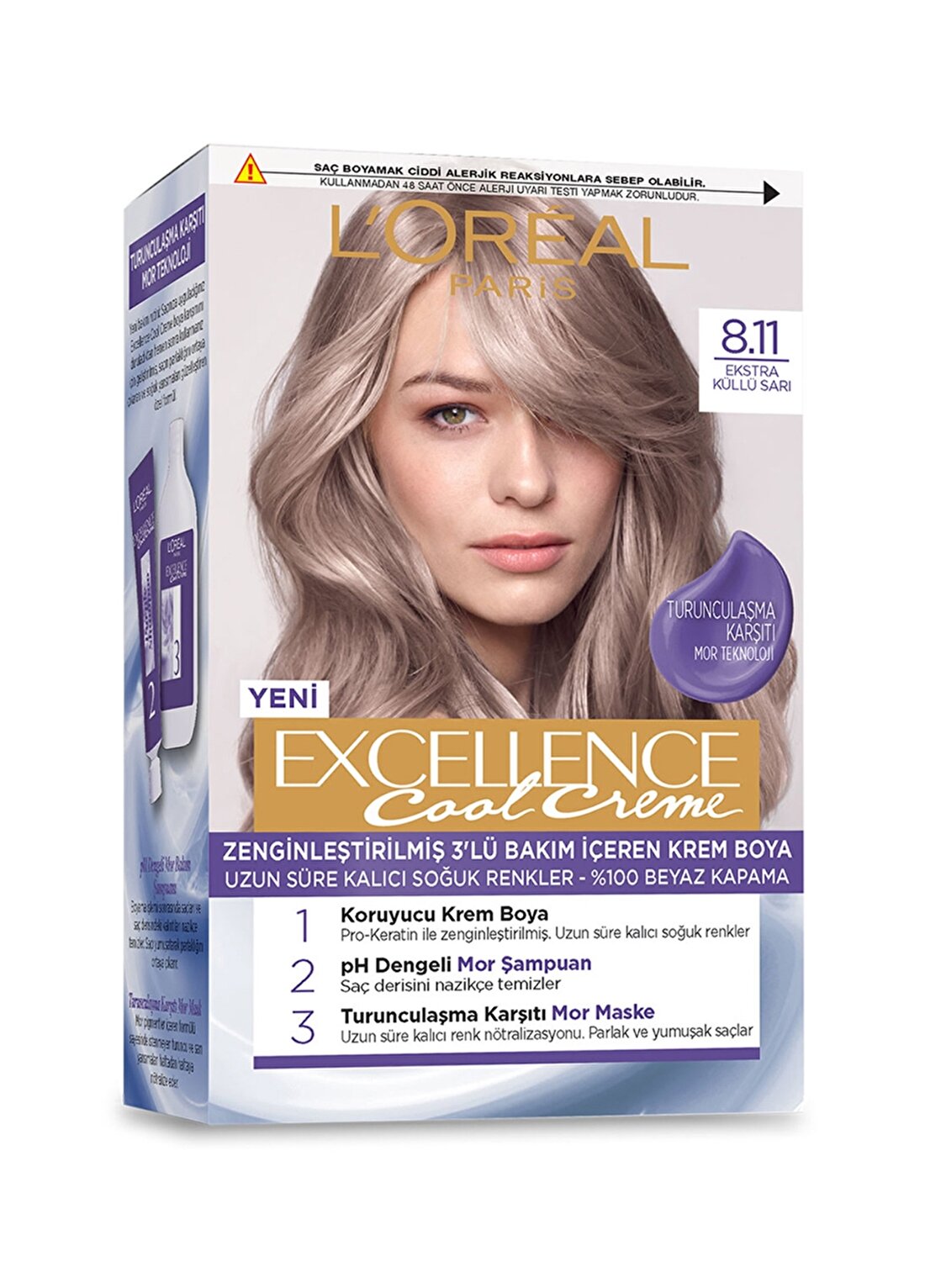 L’Oréal Paris Excellence Cool Creme Saçboyası – 8.11 Ekstra Küllü Sarı