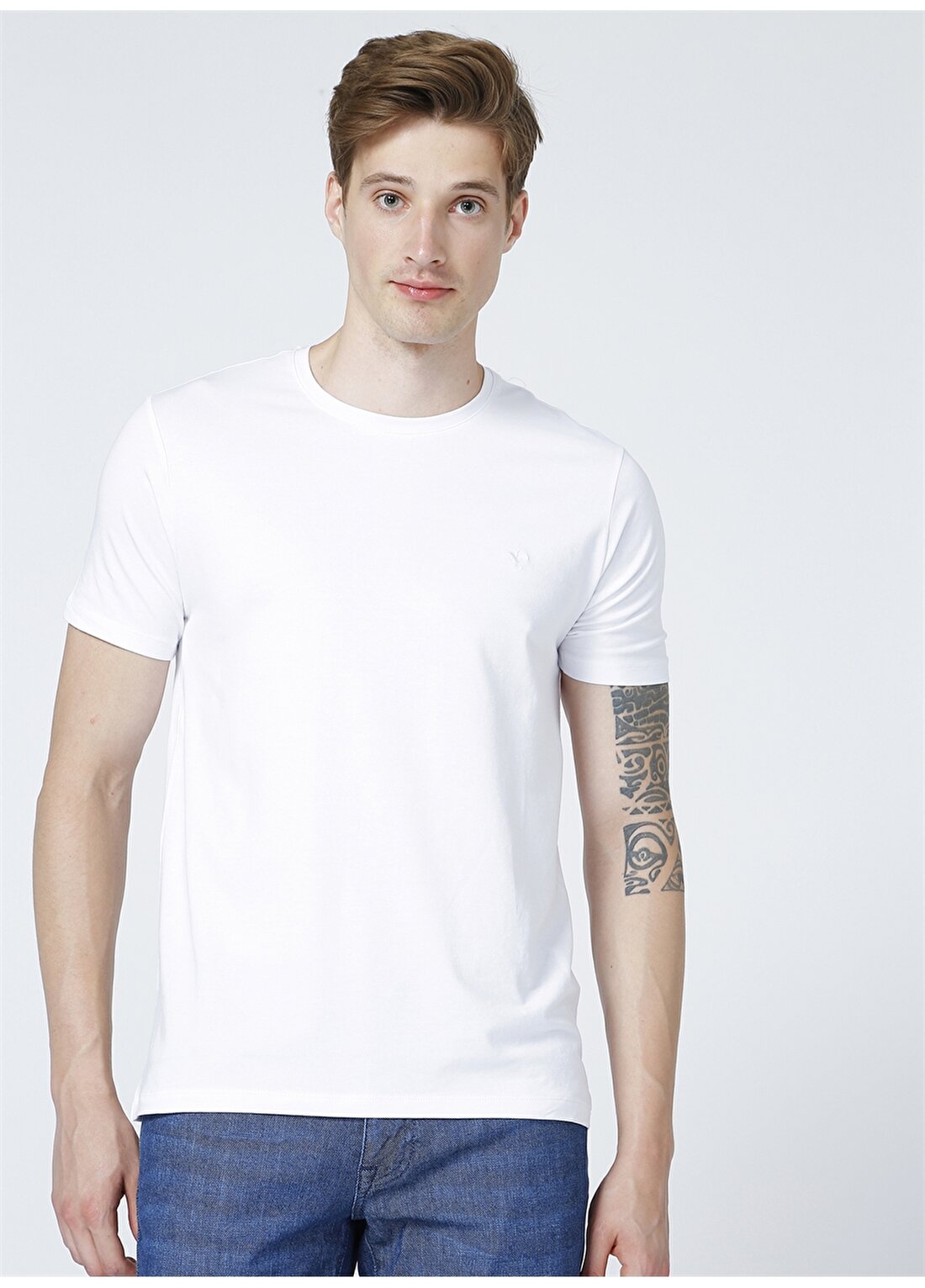 Fabrika Beyaz Erkek Basic Modal T-Shirt ROMEOY