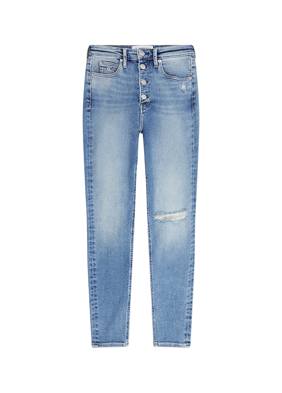 Calvin Klein Jeans Yüksek Bel Dar Paça Super Skinny Düz Mavi Kadın Denim Pantolon J20J2158841A4