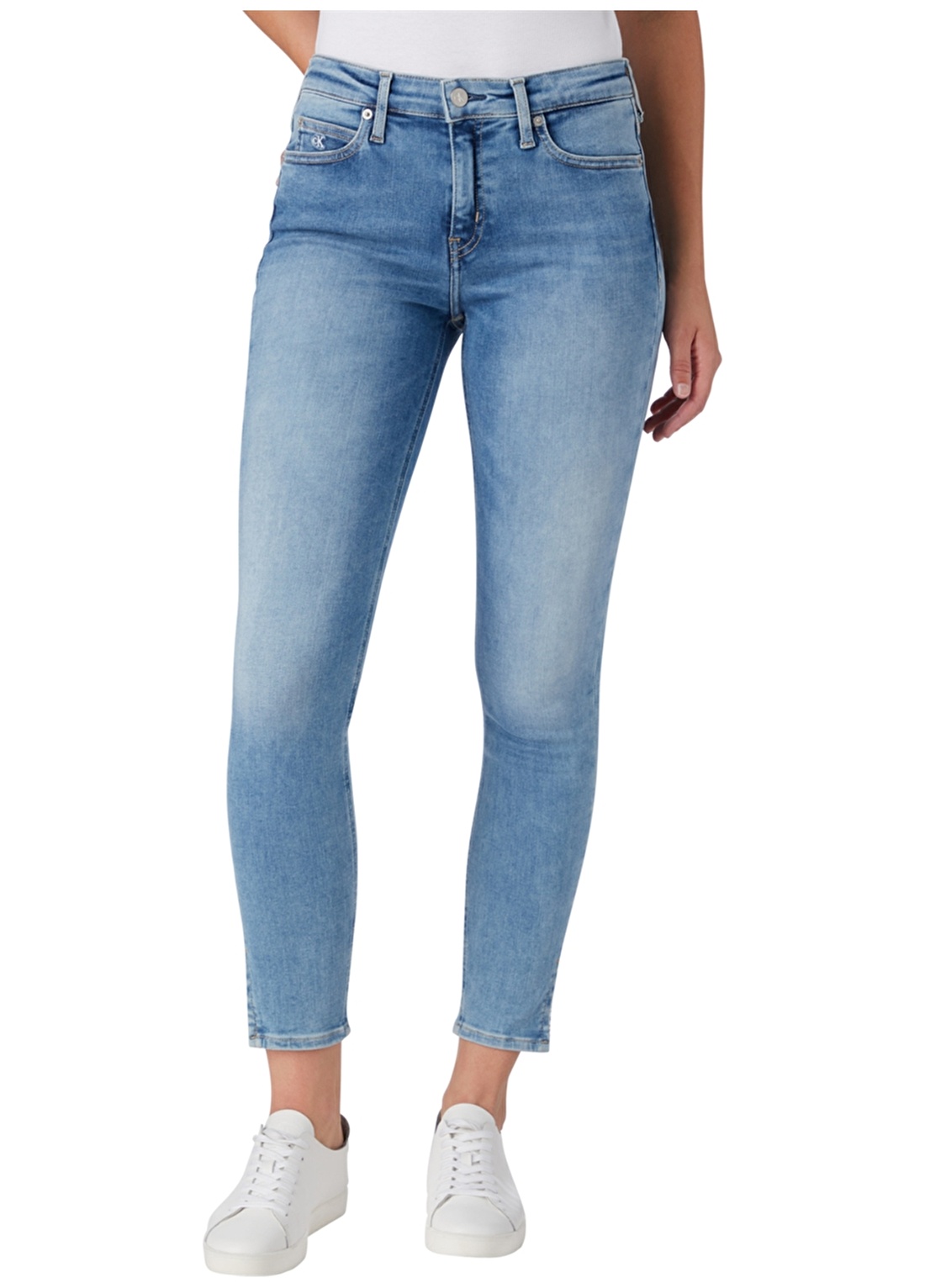 Calvin Klein Jeans Orta Bel Dar Paça Skinny Fit Düz Mavi Kadın Denim Pantolon J20J2154011AA