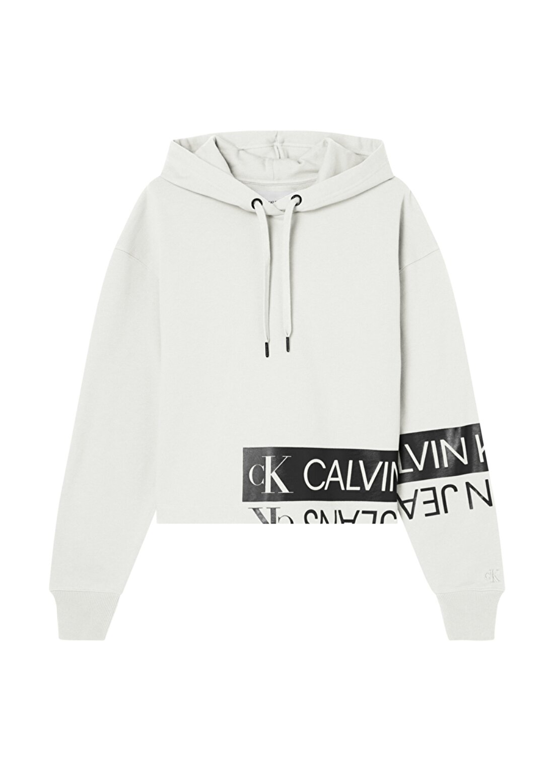 Calvin Klein Jeans Kapüşonlu Standart Kalıp Baskılı Beyaz Kadın Sweatshirt J20J215262YAF