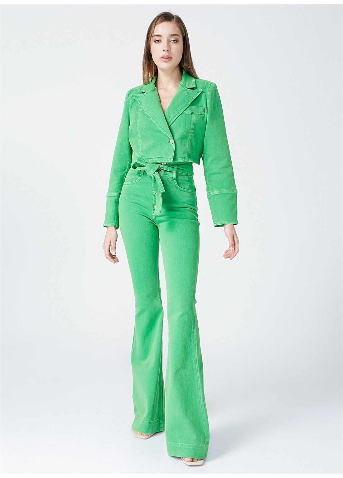 Rocky Girl Normal Bel Standart Yeşil Kadın Pantolon RG-201 Y
