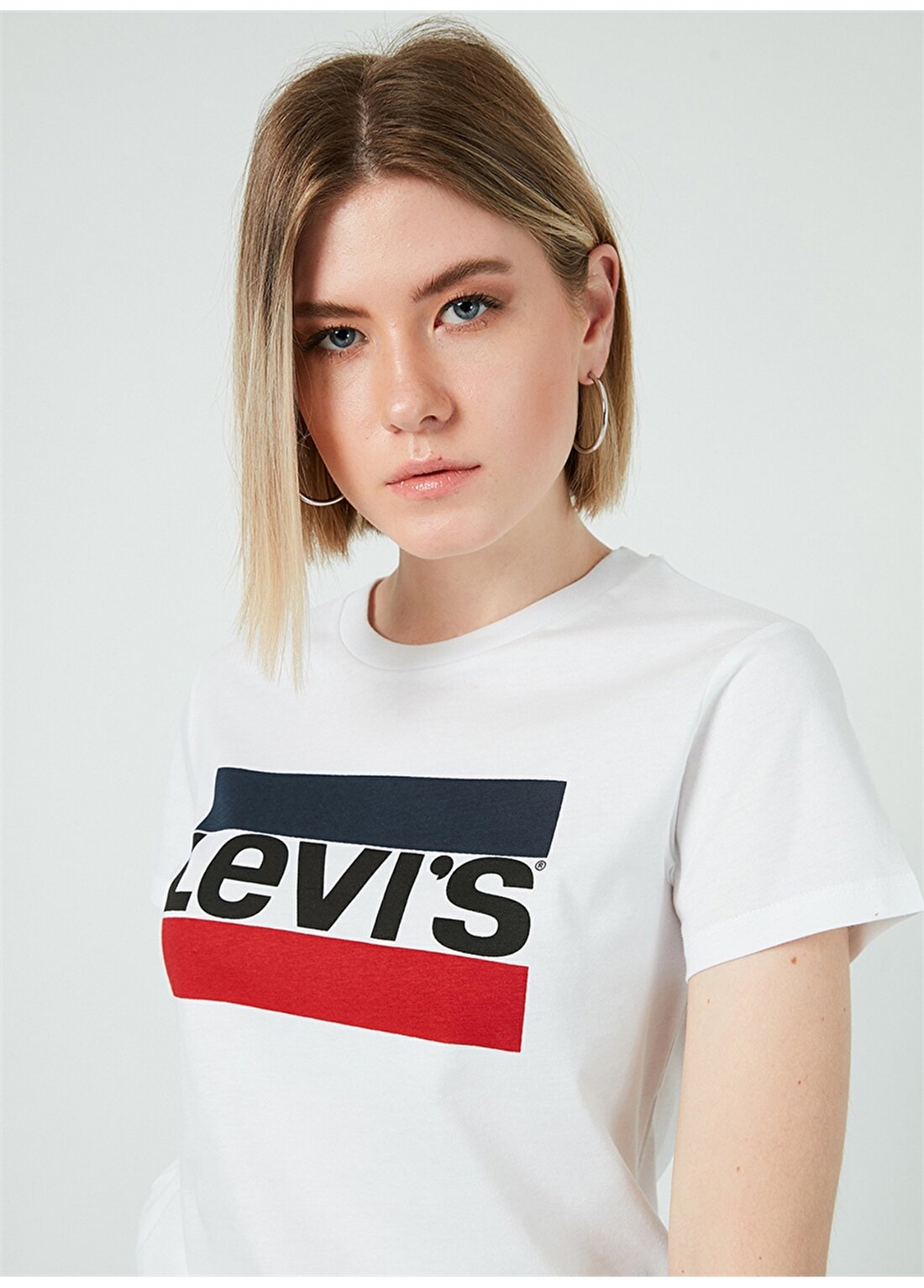 Levis Yuvarlak Yaka Beyaz Kadın T-Shirt THE PERFECT TEE TR SPORTSWEAR LOGO