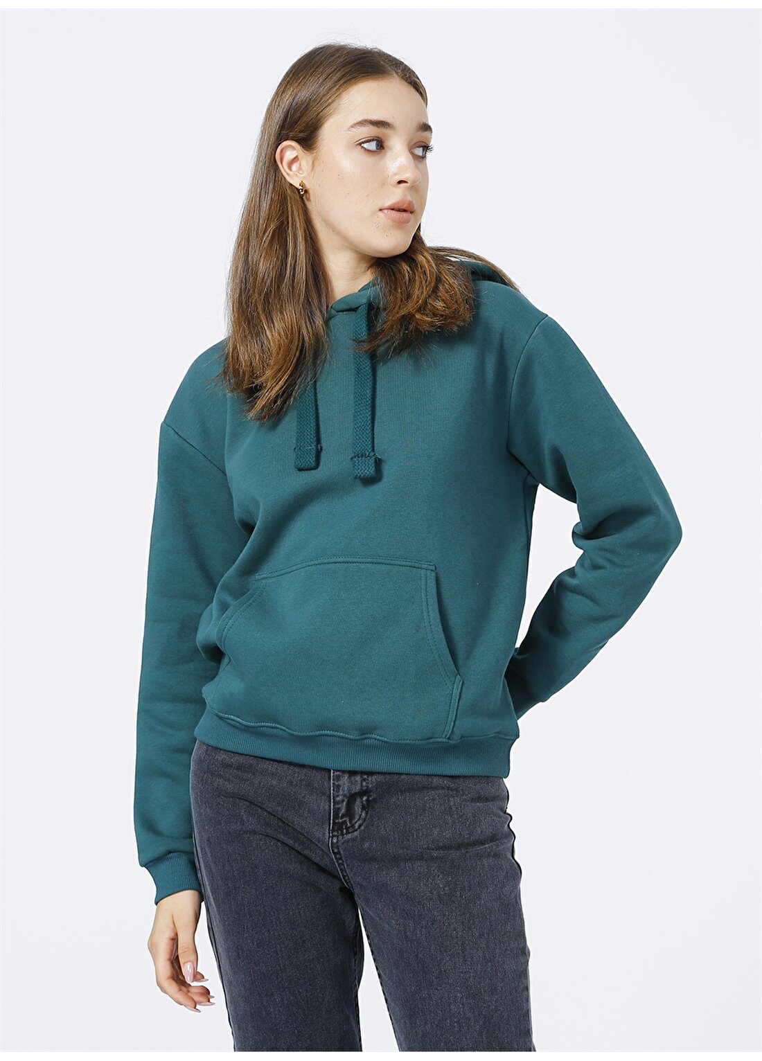 Mavi 167299-34935 Kapüşonlu Rahat Koyu Yeşil Kadın Sweatshirt