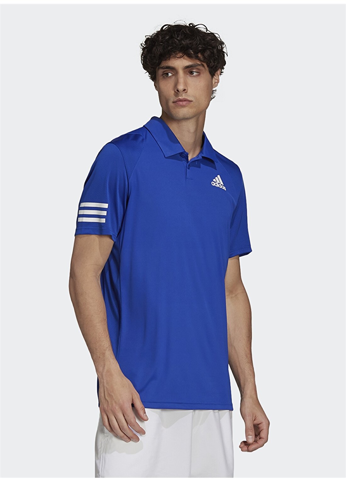 Adidas H34699 Club 3Str Polo Mavi - Beyaz Erkek Polo T-Shirt
