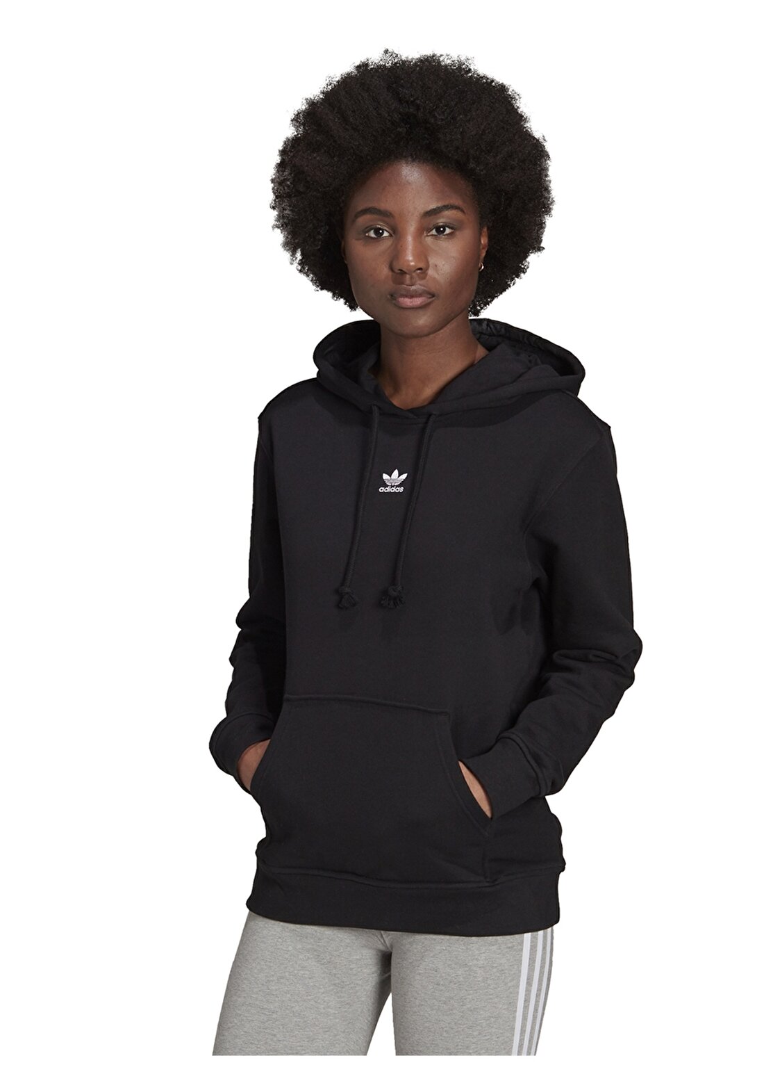 Adidas H06619 Hoodıe Kapüşonlu Regular Fit Siyah Kadın Sweatshirt