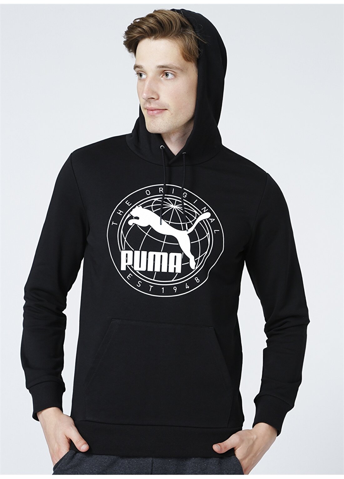 Puma 67078302 Mens Graphic Hoodie Tr Kapüşonlu Baskılı Siyah Erkek Sweatshirt