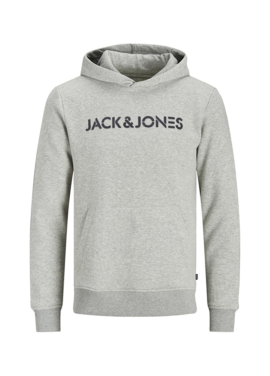 Jack & Jones 12189906_Jjnickel Sweat Hood Kapüşonlu Uzun Kollu Normal Kalıp Baskılı Açık Gri Erkek Sweatshirt