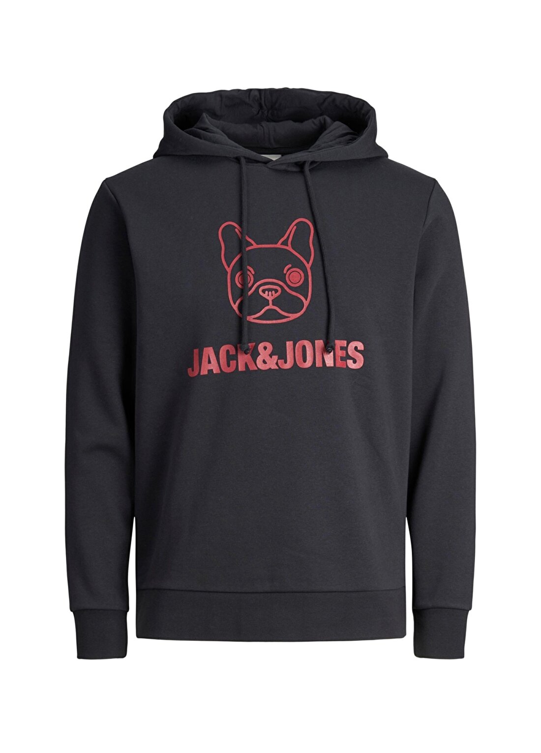 Jack & Jones 12201854_Jcoker Sweat Hoodkapüşonlu Uzun Kollu Regular Fit Baskılı Koyu Siyah Erkek Sw