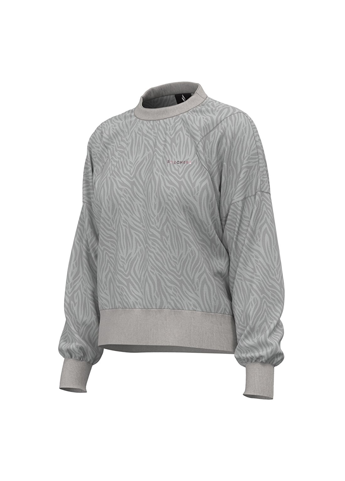 Skechers S212057-043 W Printed Sweatshirt O Yaka Normal Kalıp Baskılı Taş Kadın Sweatshirt