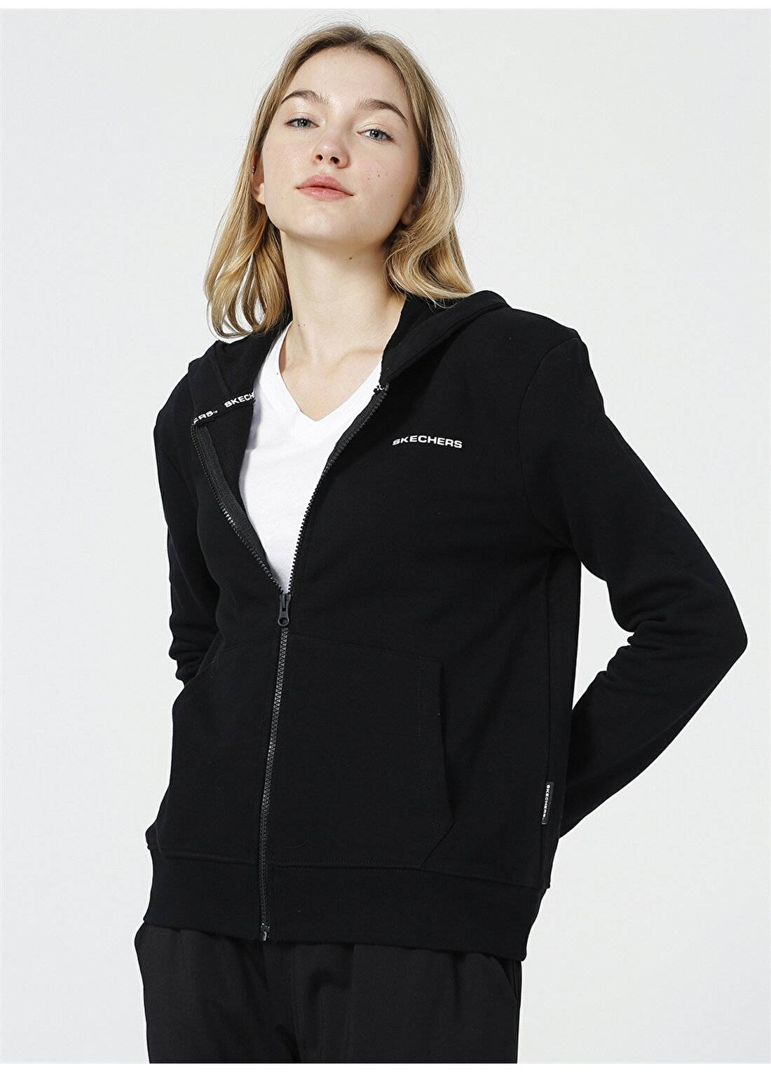 Skechers Siyah Kadın Zip Ceket S212186-001 New Basics W FZ Hoodie