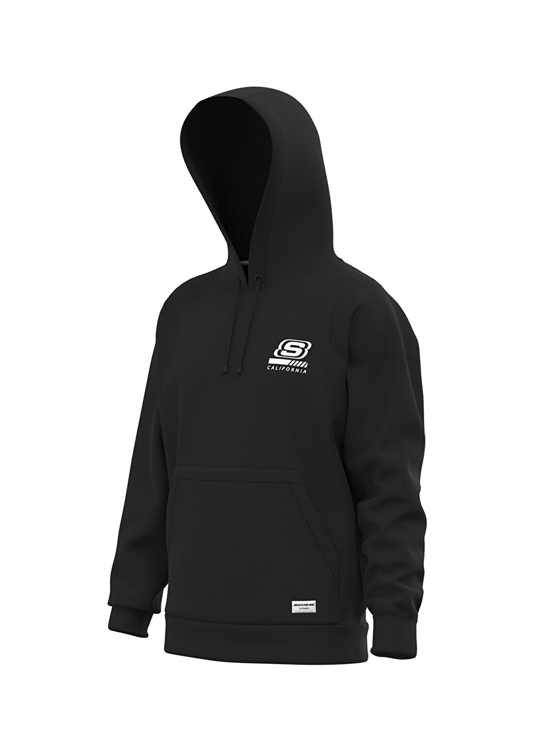 Skechers S212937-001 M Chest Logo Hoodie Kapüşonlu Normal Kalıp Düz Siyah Erkek Sweatshirt