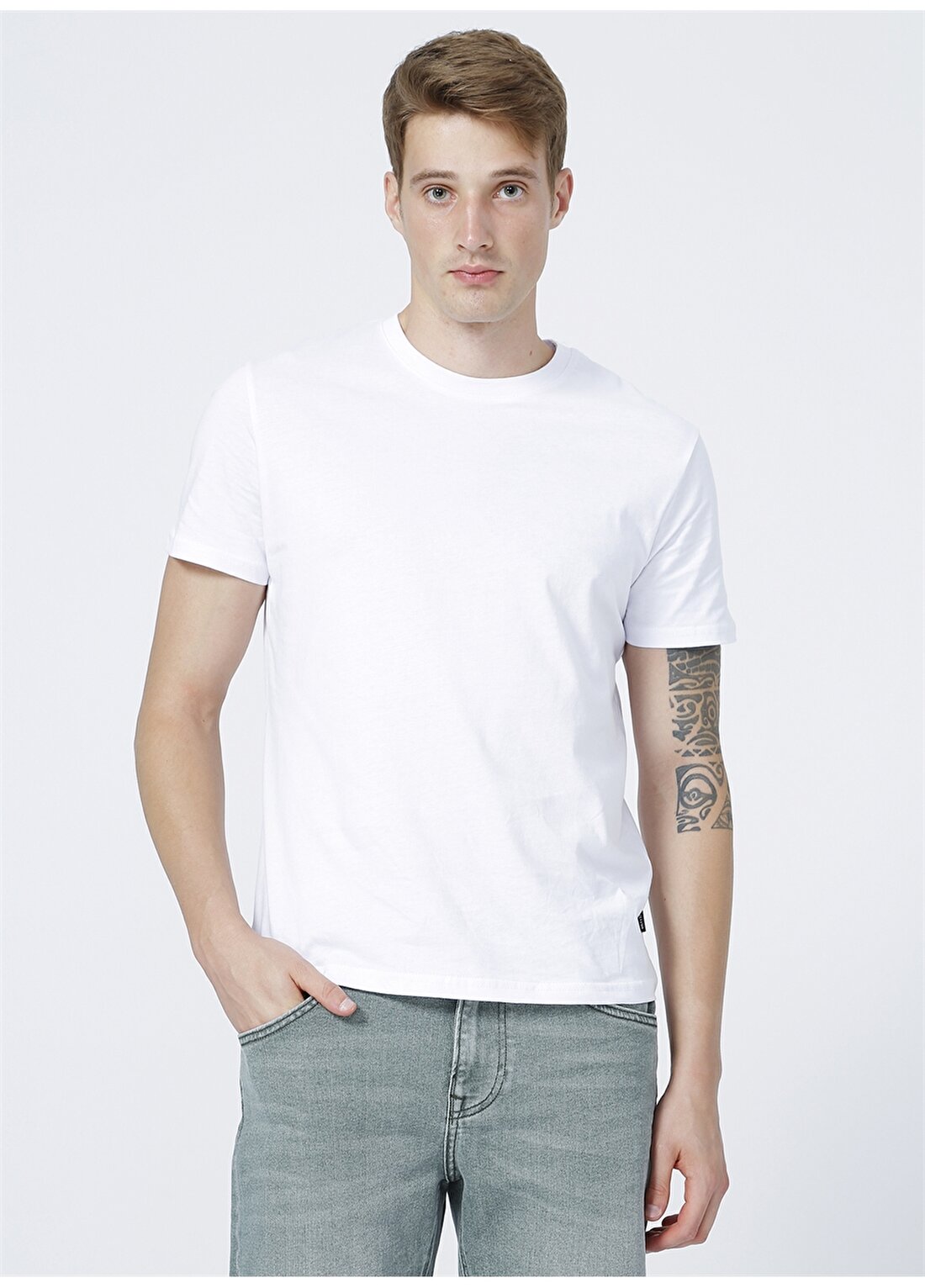 Only & Sons O Yaka Düz Koyu Beyaz Erkek T-Shirt
