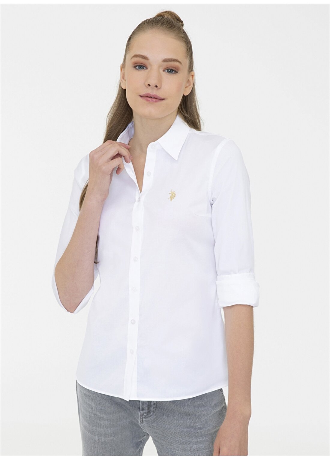 U.S. Polo Assn. Gömlek Yaka Beyaz Kadın Gömlek SALY021K