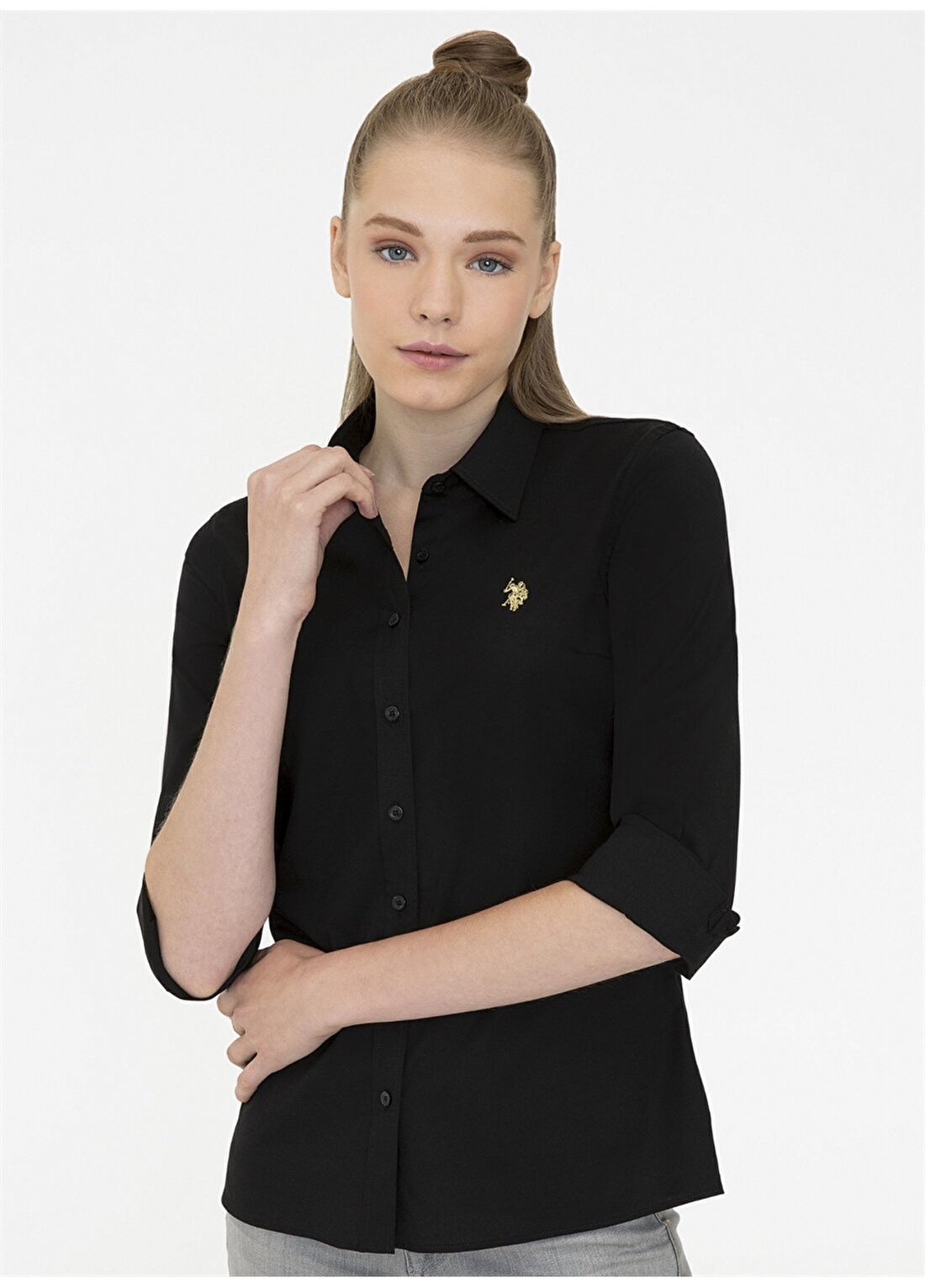 U.S. Polo Assn. Gömlek Yaka Siyah Kadın Gömlek SALY021K