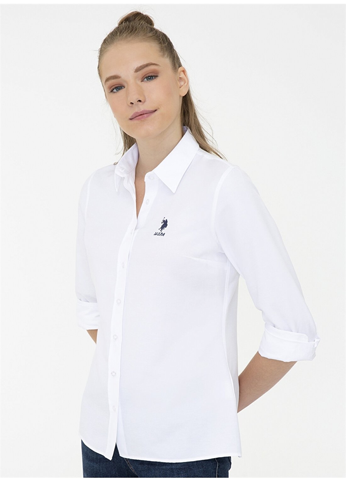 U.S. Polo Assn. Gömlek Yaka Beyaz Kadın Gömlek WOX021K