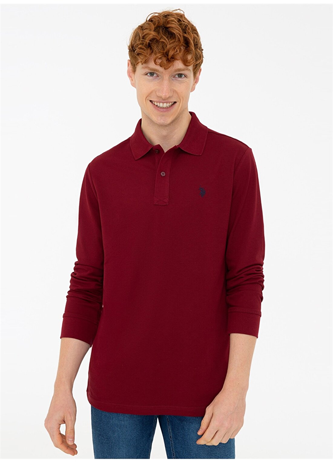 U.S. Polo Assn. Polo Yaka Kırmızı Erkek Sweatshirt