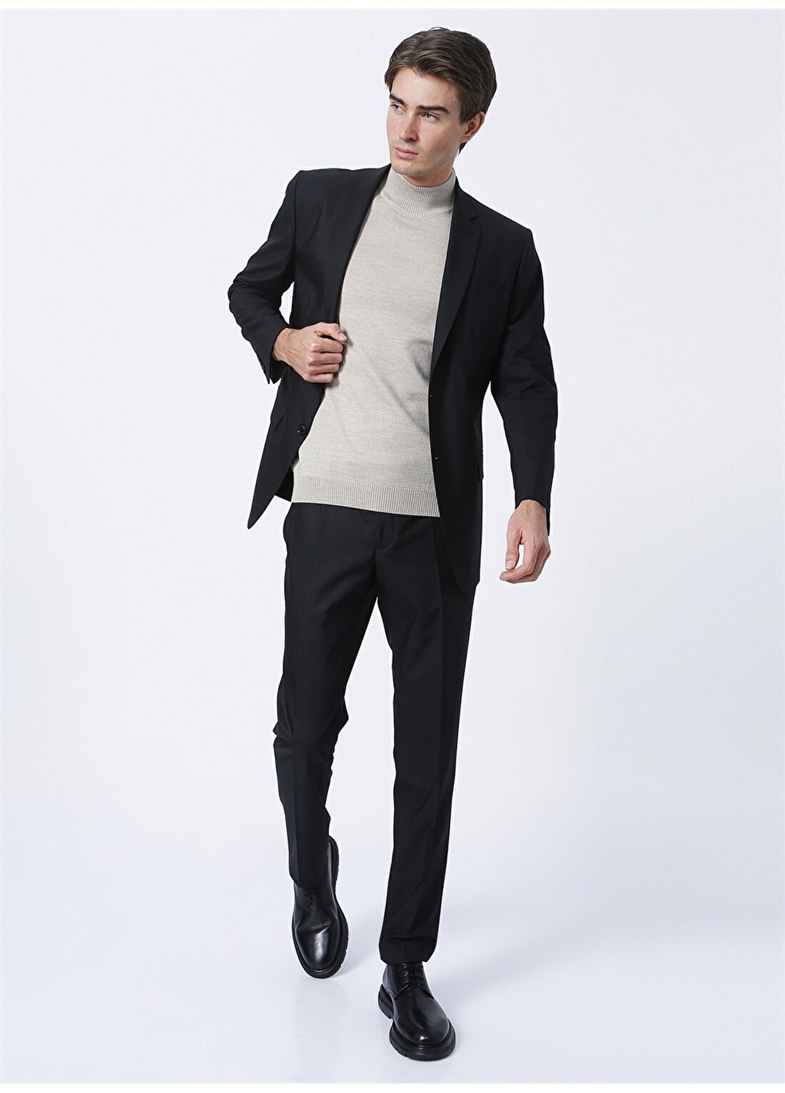 Fabrika Comfort Ceket Yaka Regular Fit Düz Siyah Erkek Takım Elbise