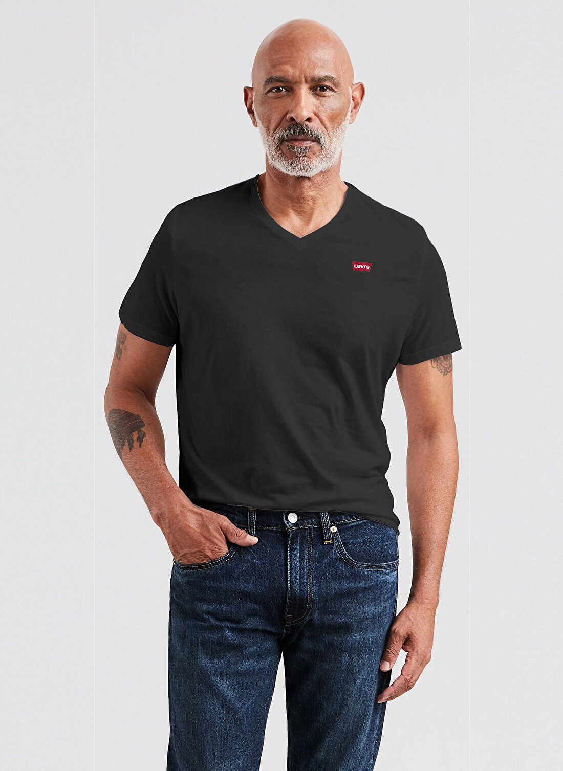 Levis 85641-0016_ORI Ginal Hm Vneck Lse V Yaka Relaxed Düz Siyah Erkek T-Shirt