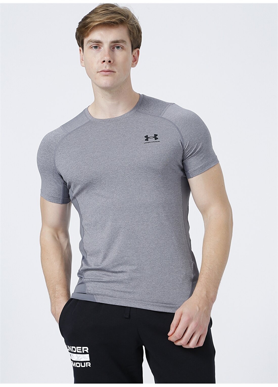 Under Armour Bisiklet Yaka Fitted Gri Erkek T-Shirt 1361683-UA HG Armour Fitted SS