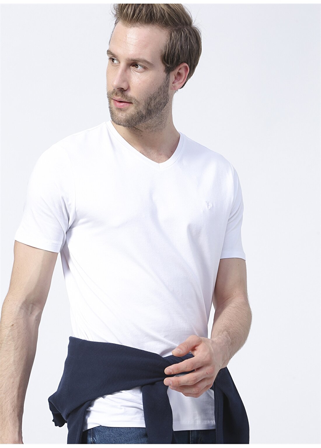 Fabrika Beyaz Erkek Basic Modal T-Shirt ROMEO-V