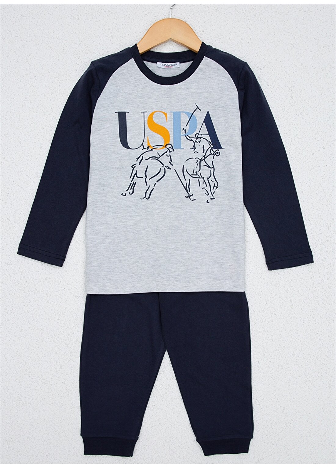 U.S. Polo Assn. Yuvarlak Yaka Beyaz Erkek Çocuk Pijama Takımı