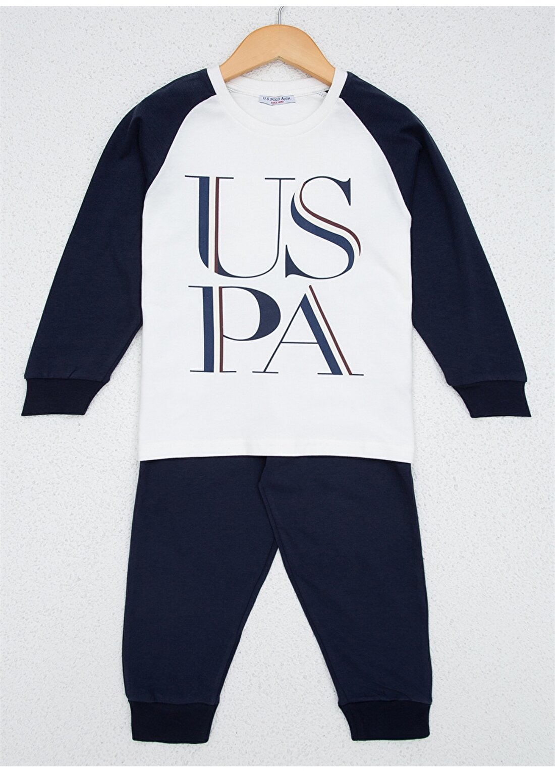 U.S. Polo Assn. Yuvarlak Yaka Pijama Yuvarlak Yaka Lastikli Standart Kalıp Krem Erkek Çocuk Pijama Takımı