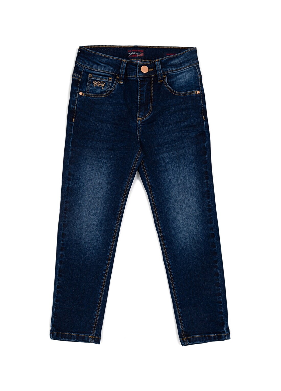 U.S. Polo Assn. Mavi Kız Çocuk Boru Paça Slim Fit Düz Denim Pantolon ASSYKIDS21K-K-DN0023