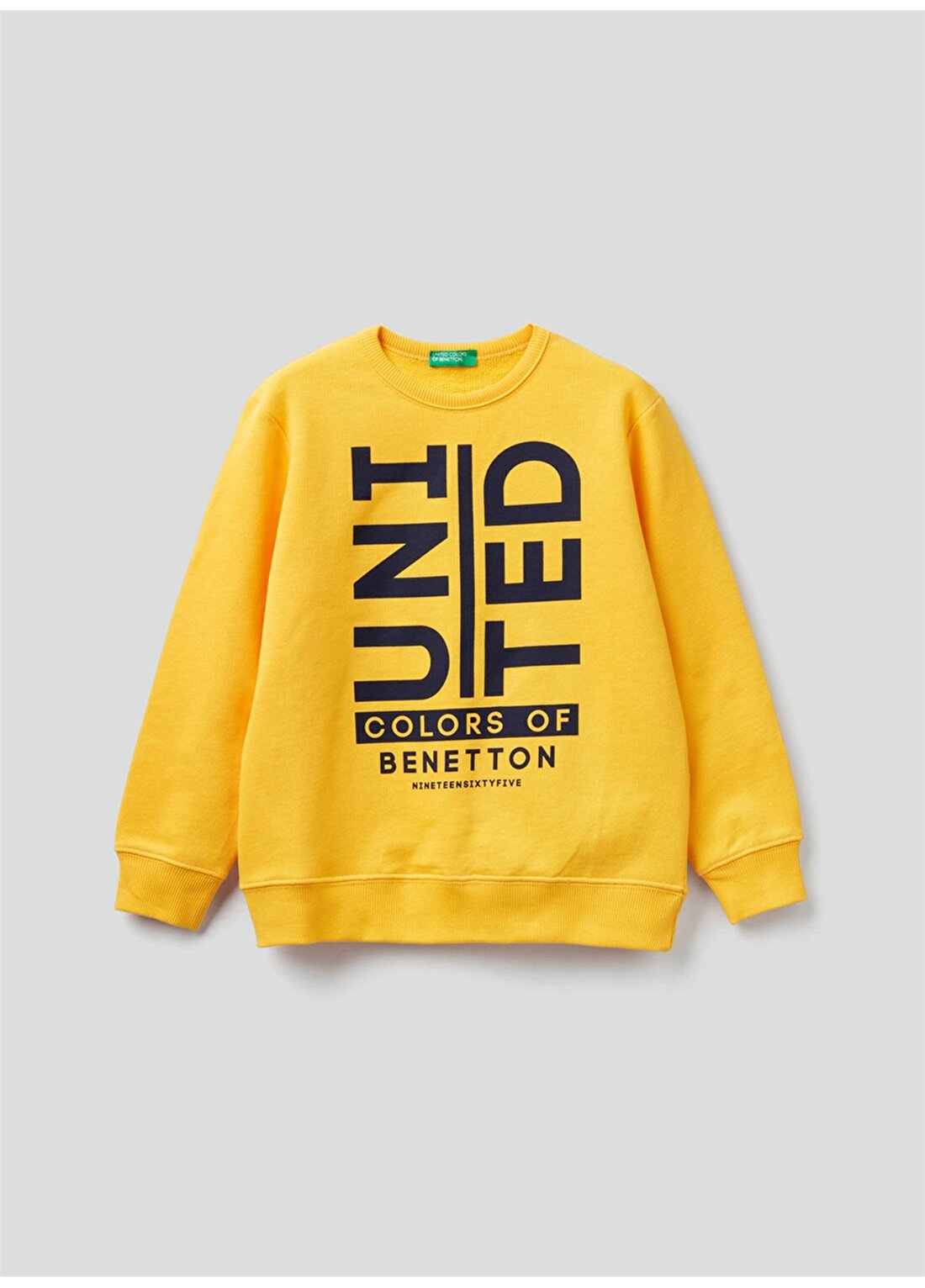 Benetton Sarı Bisiklet Yaka Logolu Erkek Çocuk Sweatshirt