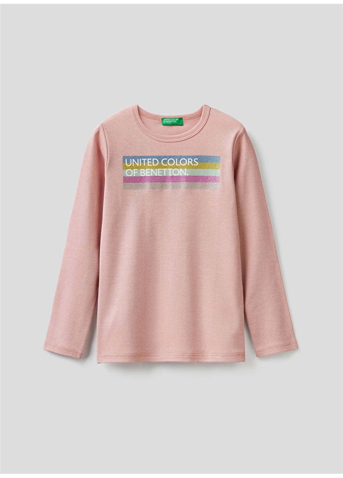 Benetton Açık Pembe Bisiklet Yaka Kız Çocuk T-Shirt